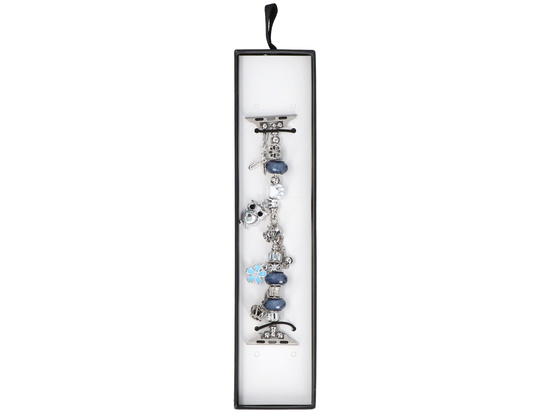 Neue Armbanduhr für Smartwatch GlacierX Slider Clasp Beaded Charm Bracelet Nightfall Silver für Apple Watch 38/40/41mm Silber-blau