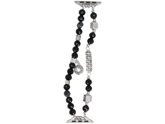 Neue Armbanduhr GlacierX Double Strand Coin Charm Bracelet Onyx Shine für Apple Watch 38/40/41mm Silber-Schwarz