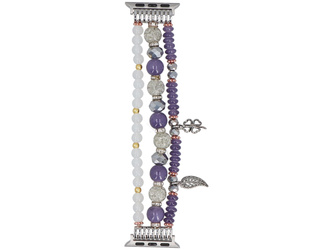 Bransoleta do smartwatcha GlacierX Multi Strand Beaded Charm Bracelet Crystal Violet do Apple Watch 38/40/41mm Srebrno-fioletowa