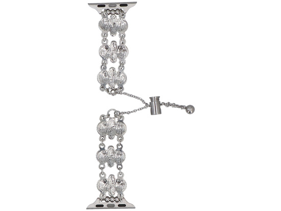 Neue Armbanduhr GlacierX Slider Clasp Vintage Stones Bracelet Korallenrot für Apple Watch 38/40/41mm Silber-Rot