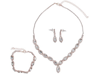 Komplet biżuterii Czarujący Różowy zestaw Naszyjnik + kolczyki + bransoletka