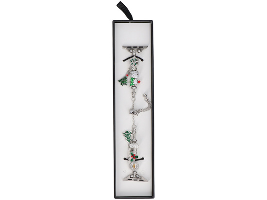 Bransoleta do smartwatcha GlacierX Slider Clasp Winter Charm Bracelet Christmas Green do Apple Watch 38/40/41mm Srebrna