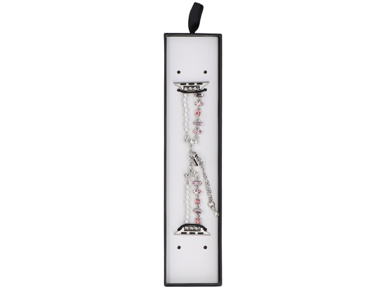 Bransoleta do smartwatcha GlacierX Slider Clasp Double Chain Bracelet Crystal Pink do Apple Watch 38/40/41mm Srebrno-różowa