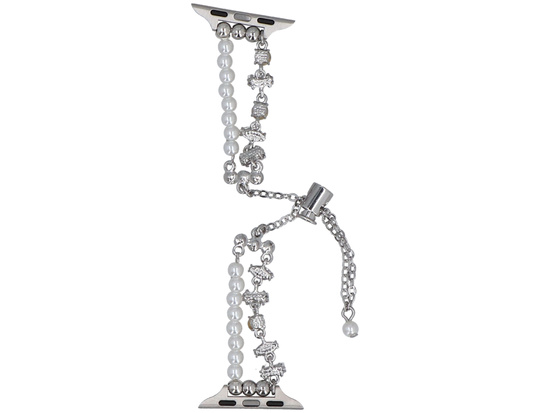 Bransoleta do smartwatcha GlacierX Slider Clasp Double Chain Bracelet Crystal Purple do Apple Watch 38/40/41mm Srebrno-fioletowa