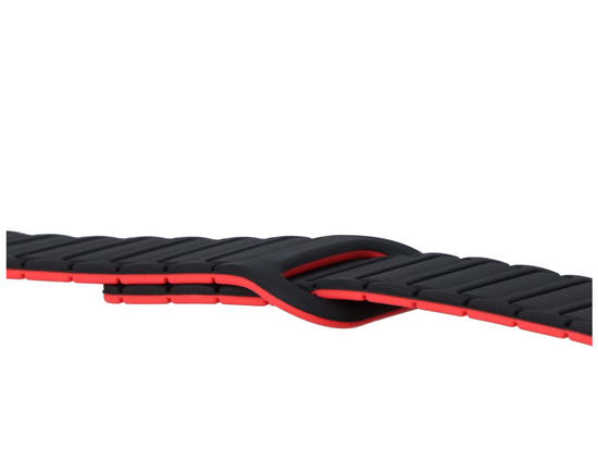 Neues Armband für die Smartwatch GlacierX Silikon Magnetisch Waffel Obsidian Flame Schwarz-Rot 22mm