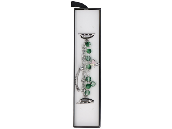 Bransoleta do smartwatcha GlacierX Slider Clasp Layered Charm Bracelet Verdant Silver do Apple Watch 38/40/41mm Srebrno-zielona