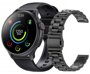 Smartwatch GlacierX Aura Black Pasek i Bransoleta stalowa GX-AC60 BS