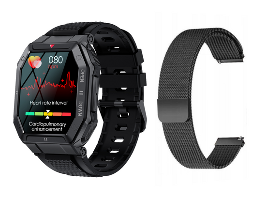 Neuer Smartwatch GlacierX Trail Black + Mesh-Armband GX-TC55 BM