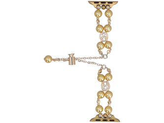 Bransoleta do smartwatcha GlacierX Slider Clasp Double Chain Pearl Bracelet Gold Gleam do Apple Watch 38/40/41mm Złota