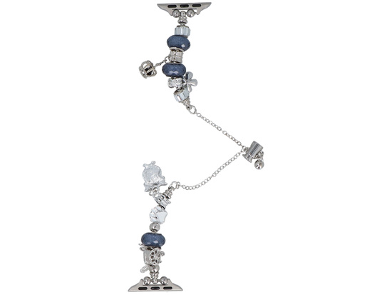 Bransoleta do smartwatcha GlacierX Slider Clasp Beaded Charm Bracelet Nightfall Silver do Apple Watch 38/40/41mm Srebrno-granatowa