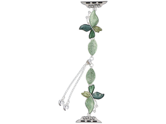 Bransoleta do smartwatcha GlacierX Slider Clasp Butterfly Motif Bracelet Celadon do Apple Watch 38/40/41mm Srebrno-Zielona