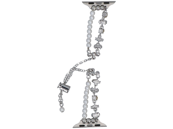 Bransoleta do smartwatcha GlacierX Slider Clasp Double Chain Bracelet Crystal Candy do Apple Watch 38/40/41mm Srebrno-kolorowa