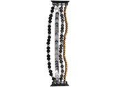 Bransoleta do smartwatcha GlacierX Multi Strand Beaded Bracelet Onyx Gold do Apple Watch 38/40/41mm Srebrno-czarno-złota
