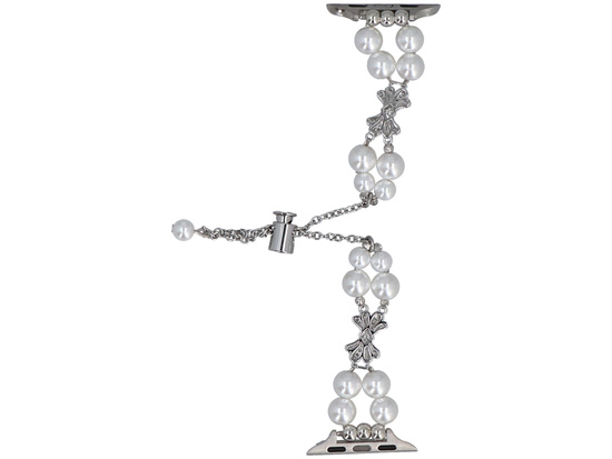 Bransoleta do smartwatcha GlacierX Slider Clasp Double Chain Pearl Bracelet White Gleam do Apple Watch 38/40/41mm Perłowa