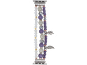 Bransoleta do smartwatcha GlacierX Multi Strand Beaded Charm Bracelet Crystal Violet do Apple Watch 38/40/41mm Srebrno-fioletowa