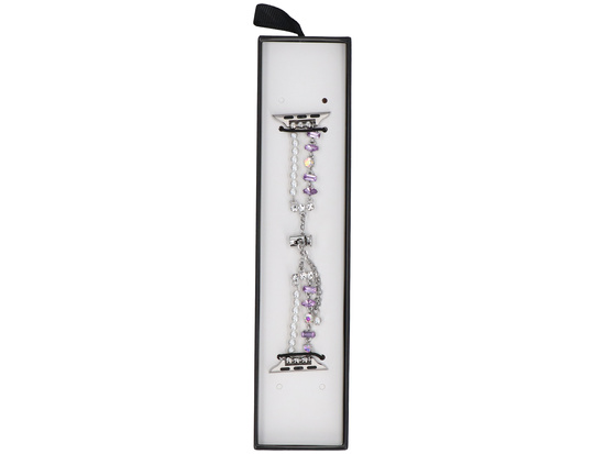 Bransoleta do smartwatcha GlacierX Slider Clasp Double Chain Bracelet Crystal Purple do Apple Watch 38/40/41mm Srebrno-fioletowa