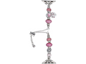 Bransoleta do smartwatcha GlacierX Slider Clasp Beaded Charm Bracelet Magenta Glow do Apple Watch 38/40/41mm Srebrna-magenta
