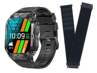 Neue Smartwatch GlacierX Avalanche Select Black + Band GlacierX Grip Strap Nylon Schwarz 22mm