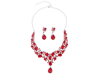 Schmuckset Gala Rotes Set Halskette + Ohrringe