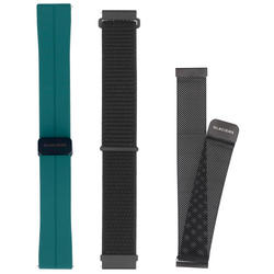 Zestaw pasków do smartwatcha GlacierX Grip Strap Nylon Black +  Silicone Magnetic Buckle Forest Green + Milanese Magnetic Strap Black mesh 22mm