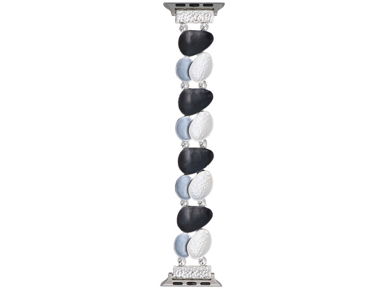 Bransoleta do smartwatcha GlacierX Gleam Almond Stretch Bracelet Storm Cloud do Apple Watch 38/40/41mm Srebrno-Czarna