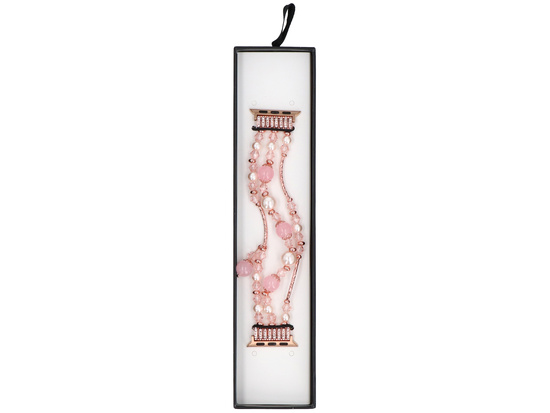 Bransoleta do smartwatcha GlacierX Triple Strand Beaded Charm Bracelet Rose Pearl do Apple Watch 38/40/41mm Różowa