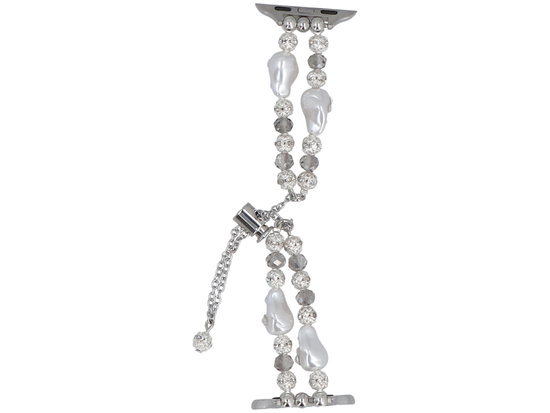 Bransoleta do smartwatcha GlacierX Slider Clasp Double Chain Cosmic Bracelet Meteor Gleam do Apple Watch 38/40/41mm Srebrna Cyrkonie