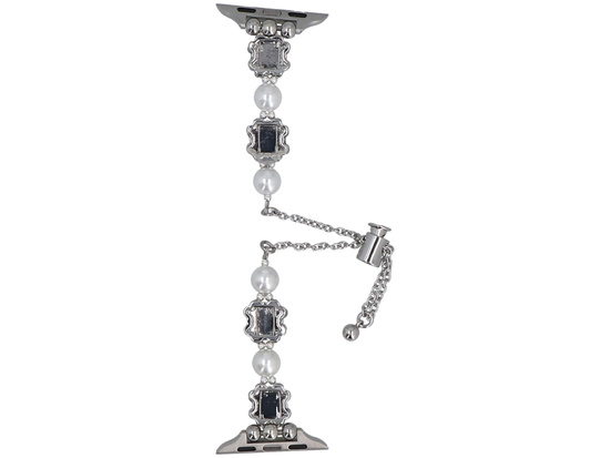 Bransoleta do smartwatcha GlacierX Slider Clasp Clover Motif Bracelet Crystal Green do Apple Watch 38/40/41mm Srebrno-zielona