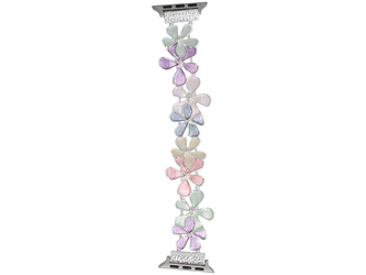 Bransoleta do smartwatcha GlacierX Gleam Plumeria Stretch Bracelet Ice Candy do Apple Watch 38/40/41mm Srebrno-Pastelowa
