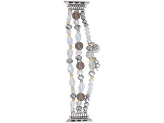 Bransoleta do smartwatcha GlacierX Multi Strand Beaded Charm Bracelet Crystal Grey do Apple Watch 38/40/41mm Srebrno-szara