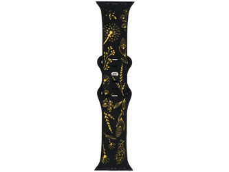 Pasek do smartwatcha GlacierX Silicone Wild Bloom Warm Night do Apple Watch 38/40/41mm Czarno-Żółty