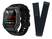 Neuer Smartwatch GlacierX Trail Black + Armband für Smartwatch GlacierX Grip Strap Nylon Schwarz 22mm