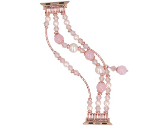 Bransoleta do smartwatcha GlacierX Triple Strand Beaded Charm Bracelet Rose Pearl do Apple Watch 38/40/41mm Różowa