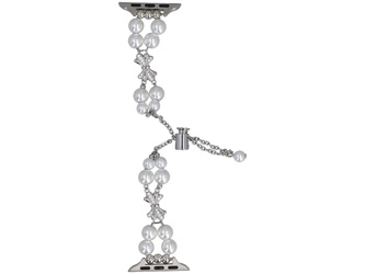 Bransoleta do smartwatcha GlacierX Slider Clasp Double Chain Pearl Bracelet White Gleam do Apple Watch 38/40/41mm Perłowa