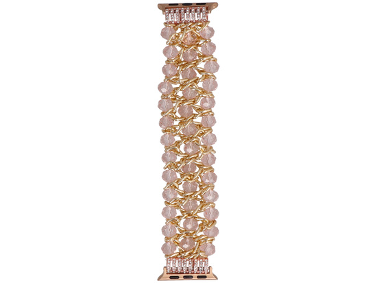 Bransoleta do smartwatcha GlacierX Sparkling Crystals Stretch Bracelet Rose Gold do Apple Watch 38/40/41mm Różowa