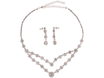 Komplet biżuterii Uroczy Różowy zestaw Naszyjnik + kolczyki