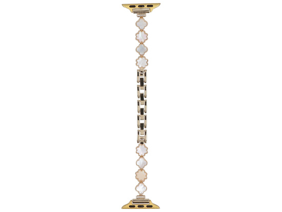 Bransoleta do smartwatcha GlacierX Zirconia Pearl Quatrefoil Chain Bracelet Gold do Apple Watch 38/40/41mm złoty
