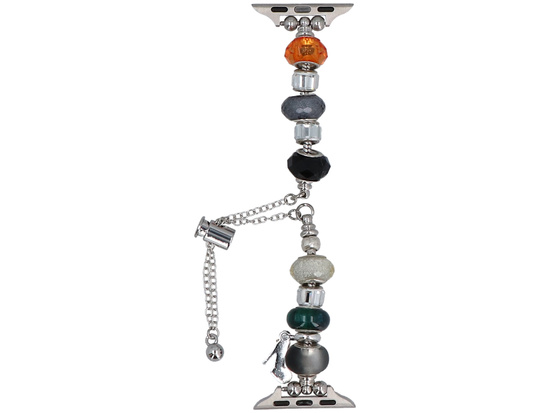 Bransoleta do smartwatcha GlacierX Slider Clasp Beaded Charm Bracelet Space Glow do Apple Watch 38/40/41mm Srebrno-czarna