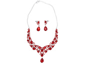 Schmuckset Gala Rotes Set Halskette + Ohrringe