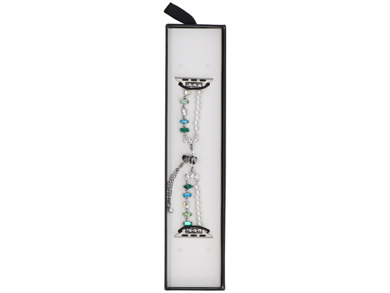 Bransoleta do smartwatcha GlacierX Slider Clasp Double Chain Bracelet Crystal Green do Apple Watch 38/40/41mm Srebrno-zielona