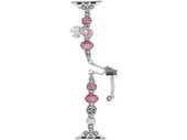Bransoleta do smartwatcha GlacierX Slider Clasp Beaded Charm Bracelet Magenta Glow do Apple Watch 38/40/41mm Srebrna-magenta