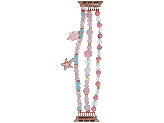 Bransoleta do smartwatcha GlacierX Multi Strand Beaded Charm Bracelet Crystal Pink do Apple Watch 38/40/41mm Różowo-turkusowa
