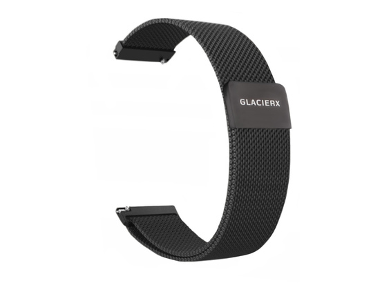 Bransoleta do smartwatcha GlacierX Milanese Magnetic Strap Black mesh Czarna 22mm