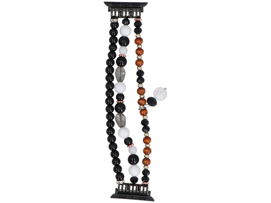 Neue Armbänder für die Smartwatch GlacierX Multi Strand Beaded Charm Bracelet Black Amber für Apple Watch 38/40/41mm Schwarz-Bernstein