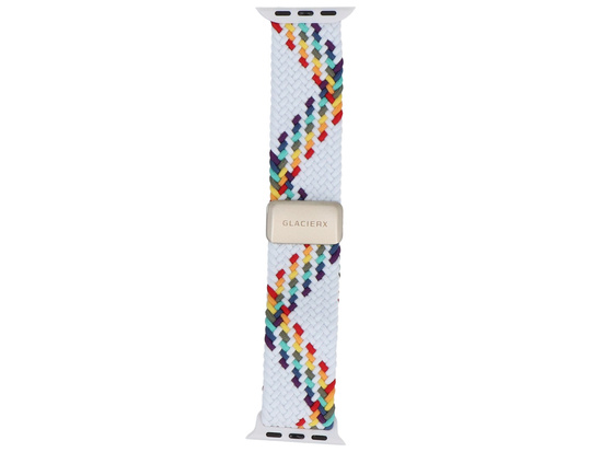 Neues Armband GlacierX Geflochtene Magnetverschluss Prism Streifen für Apple Watch 38/40/41mm Weiß-Regenbogen