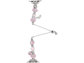 Bransoleta do smartwatcha GlacierX Slider Clasp Beaded Charm Bracelet Ice Rose do Apple Watch 38/40/41mm Srebrno-różowa