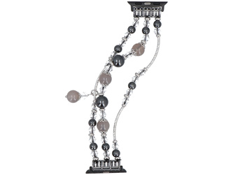 Bransoleta do smartwatcha GlacierX Triple Strand Beaded Charm Bracelet Silver Blush do Apple Watch 38/40/41mm Szara