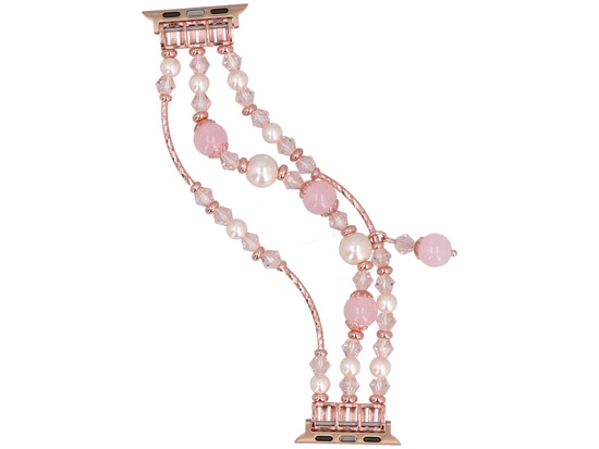Bransoleta do smartwatcha GlacierX Triple Strand Beaded Charm Bracelet Rose Pearl do Apple Watch 38/40/41mm Różowa