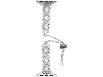 Bransoleta do smartwatcha GlacierX Slider Clasp Blossom Charm Bracelet Pearl Gleam do Apple Watch 38/40/41mm Srebrno-perłowa