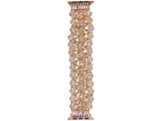 Bransoleta do smartwatcha GlacierX Sparkling Crystals Stretch Bracelet Rose Gold do Apple Watch 38/40/41mm Różowa